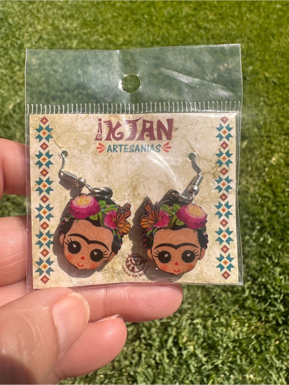 Frida-Inspired Pink Floral Earrings
